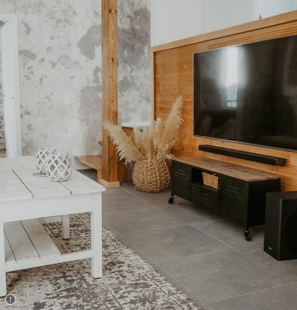 Industrial Galvanized Steel TV Stand Black TV on Etsy