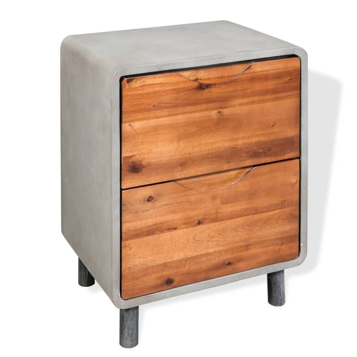 Modern Solid Acacia Wood Nightstand Bedside With 2 Etsy