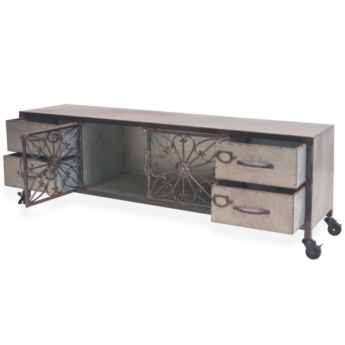 Industrial Galvanized Steel TV Stand TV with Wheels Etsy