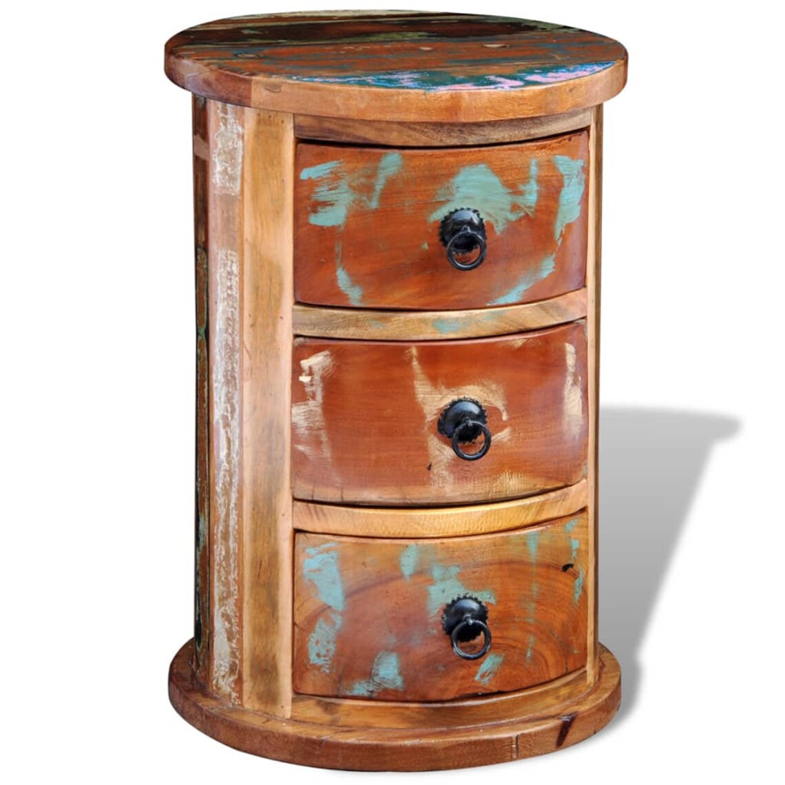 Round Small Chest of Drawers Solid Reclaimed Wood Storage Etsy