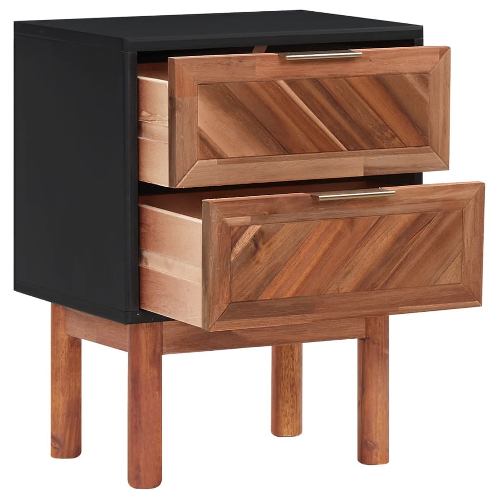 Modern Solid Acacia Wood Nightstand with 2 Drawers Set of 2 Etsy
