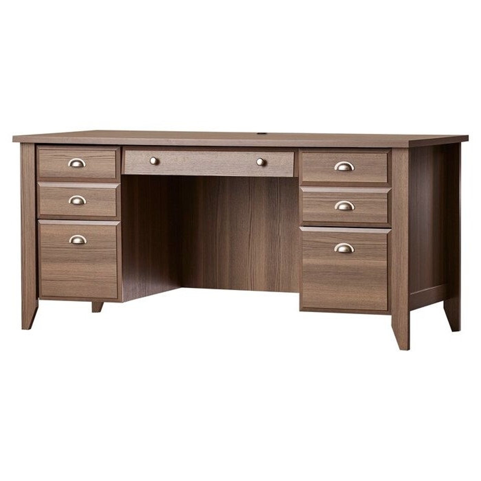 Gray Ash Brown Executive Computer Office Desk with Keyboard Etsy