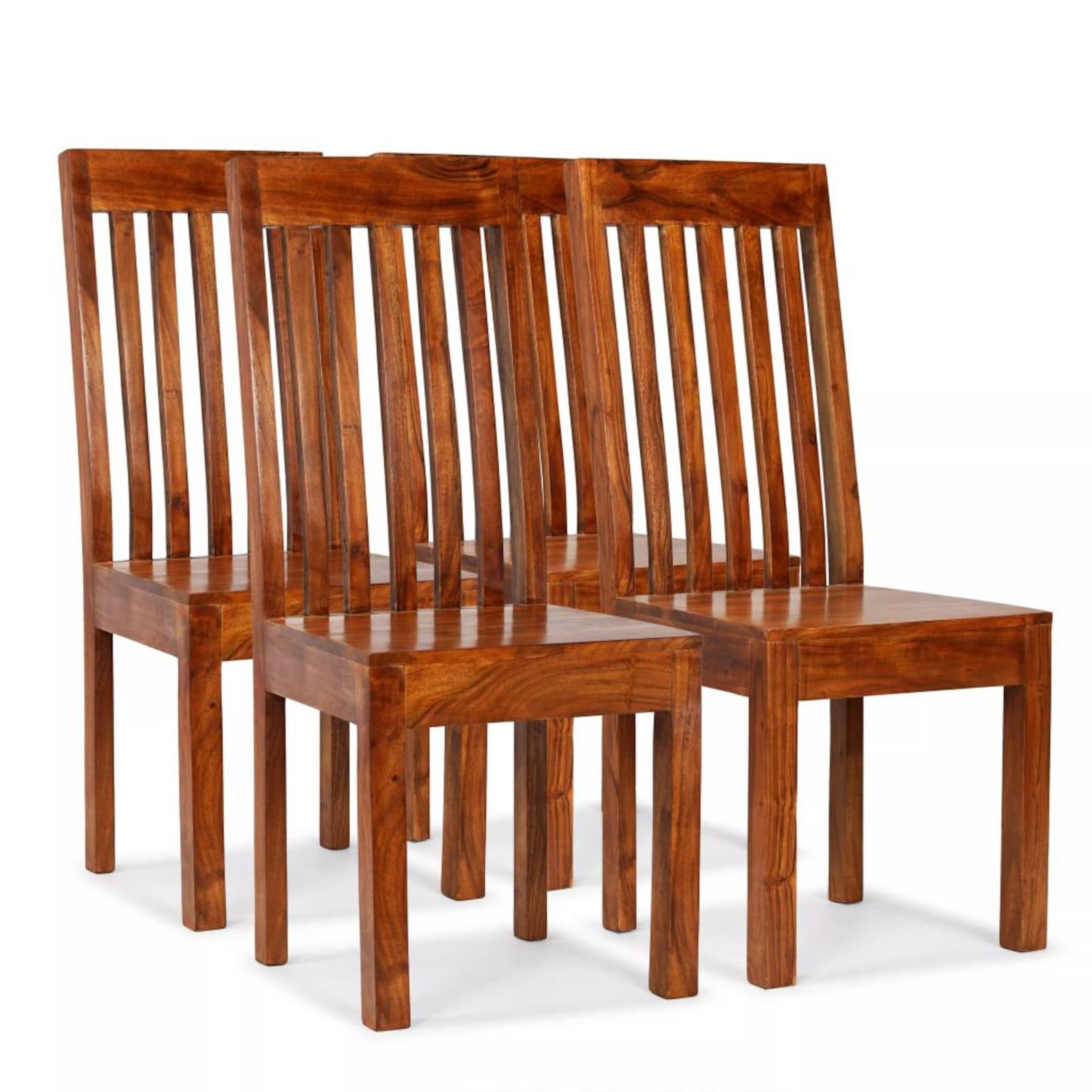 Rustic Solid Acacia Wood Dining Chairs Set of 6 4 2 Wooden Etsy