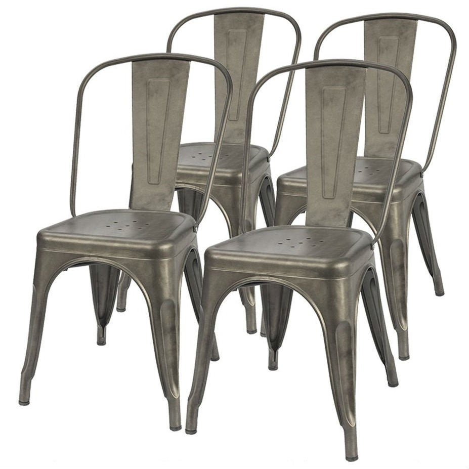 Modern Metal Dining Chairs Set of 4 Kitchen Chairs in Gun Etsy