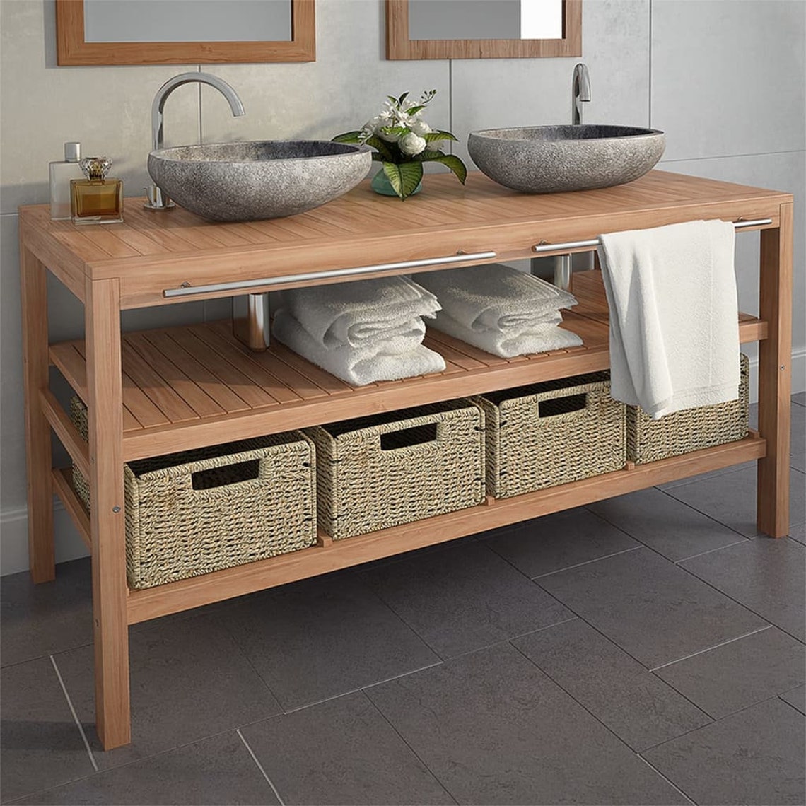 Rustic Solid Teak Wood Bathroom Bathroom Vanity with Etsy