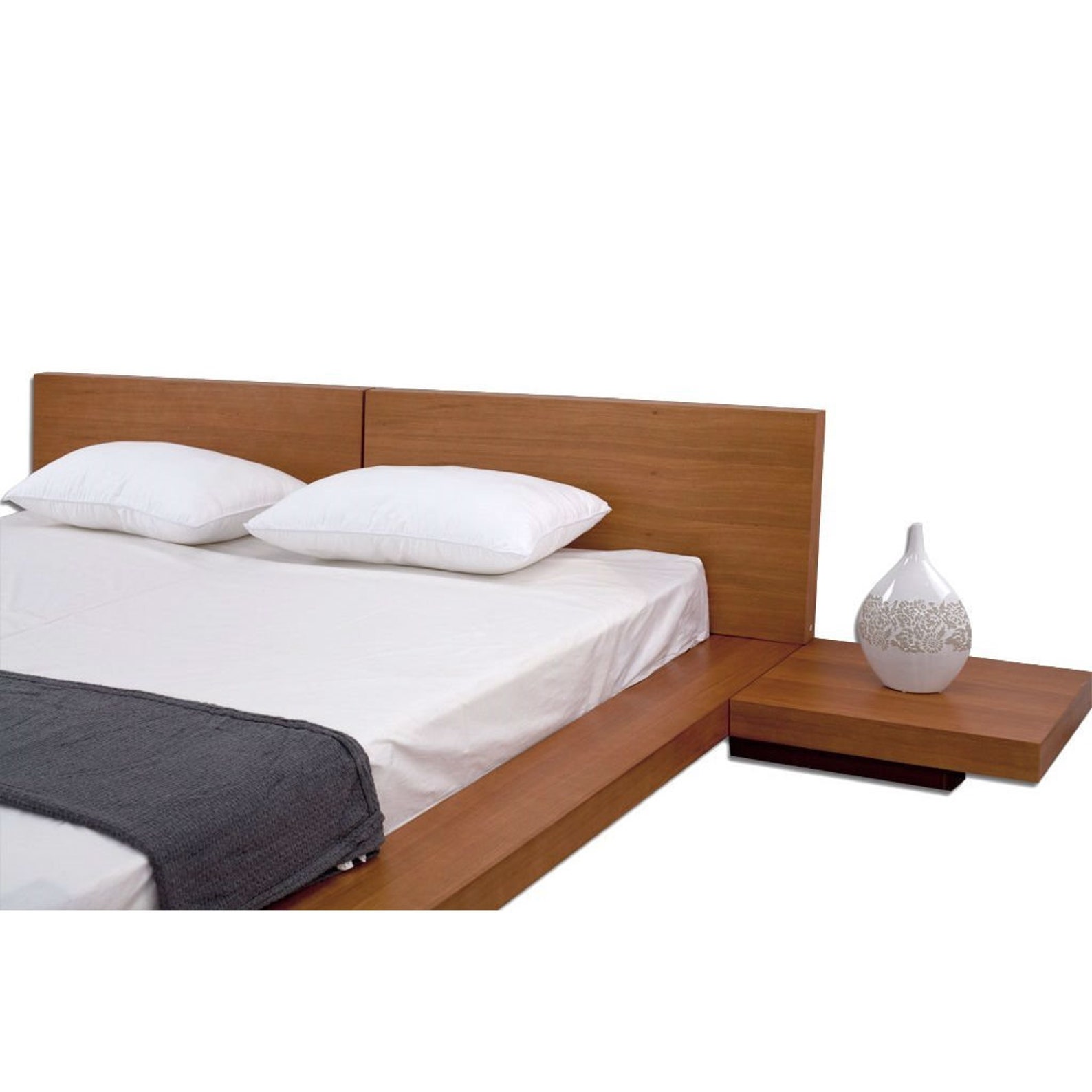 King Size Modern Japanese Style Platform Bed with Headboard Etsy