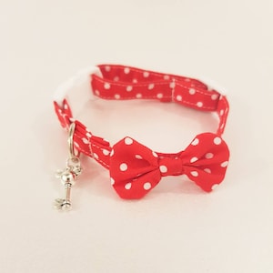 Red Polka Dot Bow Quick Release Breakaway Cat Collar
