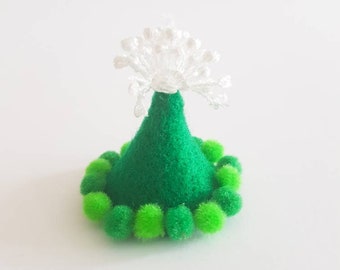 Pompom Green Felt Party Hat