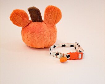 Black Kitty Breakaway Cat Collar Pumpkin Charm
