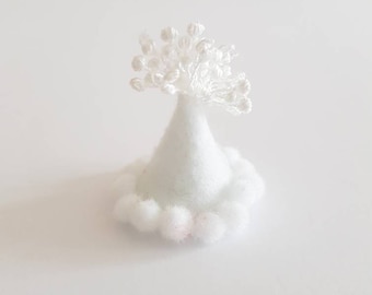 White Felt PomPom Party Hat