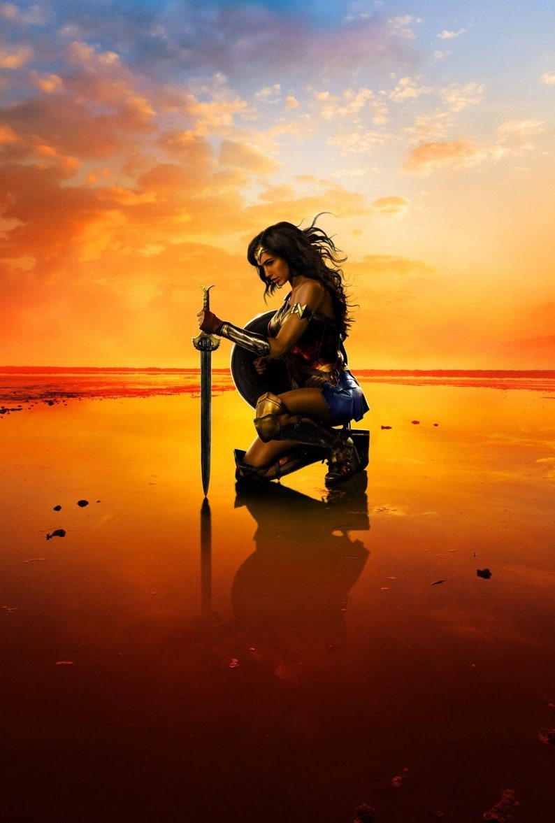 Wonder Woman Gal Gadot Movie Poster HQ Textless Art Print 13×20/" 27×40/" 32×48/"
