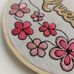 PDF DIGITAL DOWNLOAD only. Embroidery Pattern and Tutorial. Absolute Beginner. For 5/13cm size hoop. 'Queen' image 4