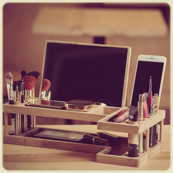 Desktop Organizer Arioso Makeup For Girls Desk Assistant Etsy