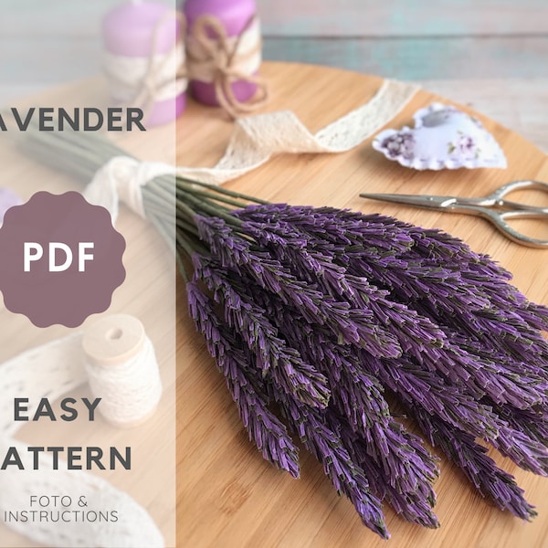 Pattern lavender bouquet, Crepe paper lavender, Artificial lavender, DIY lavender bouquet, Rustic lavender bouquet