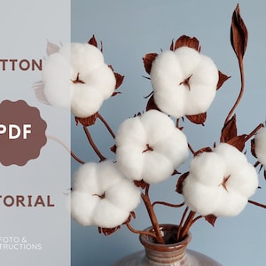 Gambo di cotone di carta crespa, fiori di carta crespa, modello PDF stampabile, tutorial fai da te