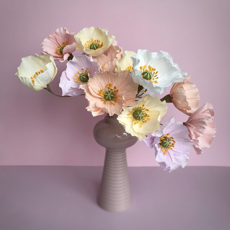 Paper poppies, Crepe paper flowers, Bridal bouquet, Weiding bouquet, Fake poppies, Paper flowers Mix color