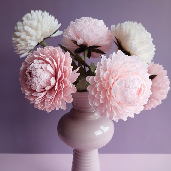 Crepe Paper Chrysanthemum Paper Flowers Bouquet Faux Etsy