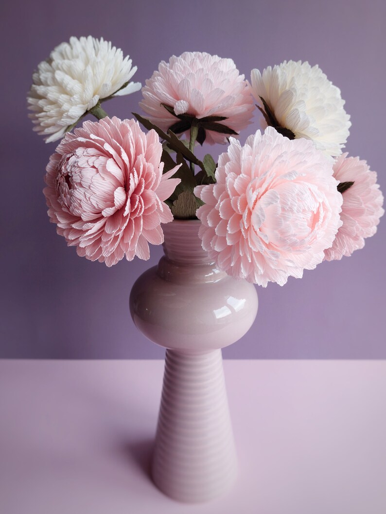 Crepe paper chrysanthemum,PDF flower tutorial, Digital template, Crepe paper flowers, Easy tutorial flower, Printable template, Mum flower image 3