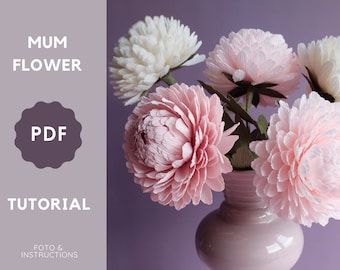 Crepe paper chrysanthemum,PDF flower tutorial, Digital template, Crepe paper flowers, Easy tutorial flower, Printable template, Mum flower