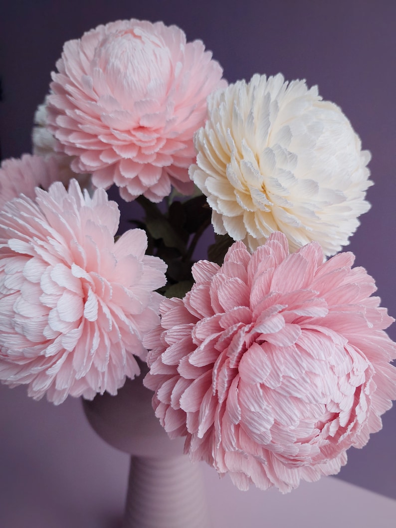 Crepe paper chrysanthemum,PDF flower tutorial, Digital template, Crepe paper flowers, Easy tutorial flower, Printable template, Mum flower image 4