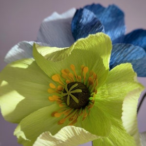 Paper poppies bouquet, Crepe paper poppy, Blue poppies, Bridesmaid bouquet, Paper flower bouquet image 4