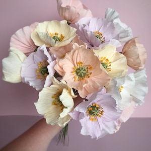 Paper poppies, Crepe paper flowers, Bridal bouquet, Weiding bouquet, Fake poppies, Paper flowers image 1