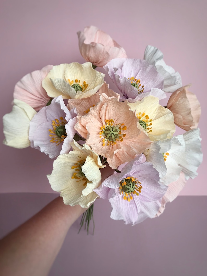 Paper poppies, Crepe paper flowers, Bridal bouquet, Weiding bouquet, Fake poppies, Paper flowers image 1