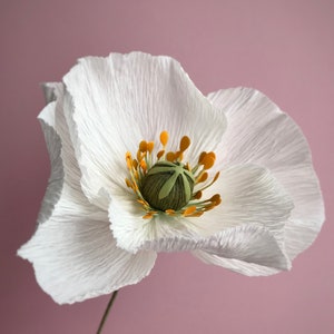 Paper poppies, Crepe paper flowers, Bridal bouquet, Weiding bouquet, Fake poppies, Paper flowers Ivory