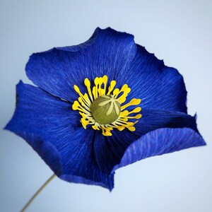 Paper poppies bouquet, Crepe paper poppy, Blue poppies, Bridesmaid bouquet, Paper flower bouquet image 10