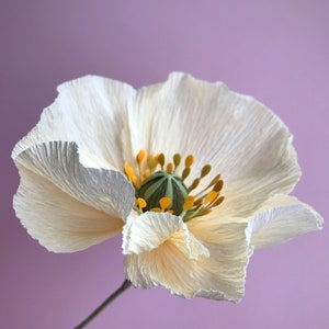 Paper poppies, Crepe paper flowers, Bridal bouquet, Weiding bouquet, Fake poppies, Paper flowers Light yellow