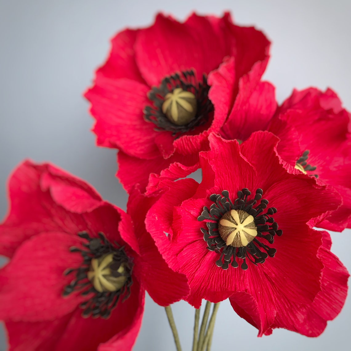 Crepe Paper Red Poppies Bouquet Crepe Paper Flowers Poppies Etsy