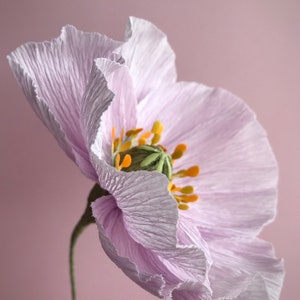 Paper poppies, Crepe paper flowers, Bridal bouquet, Weiding bouquet, Fake poppies, Paper flowers Light lilac