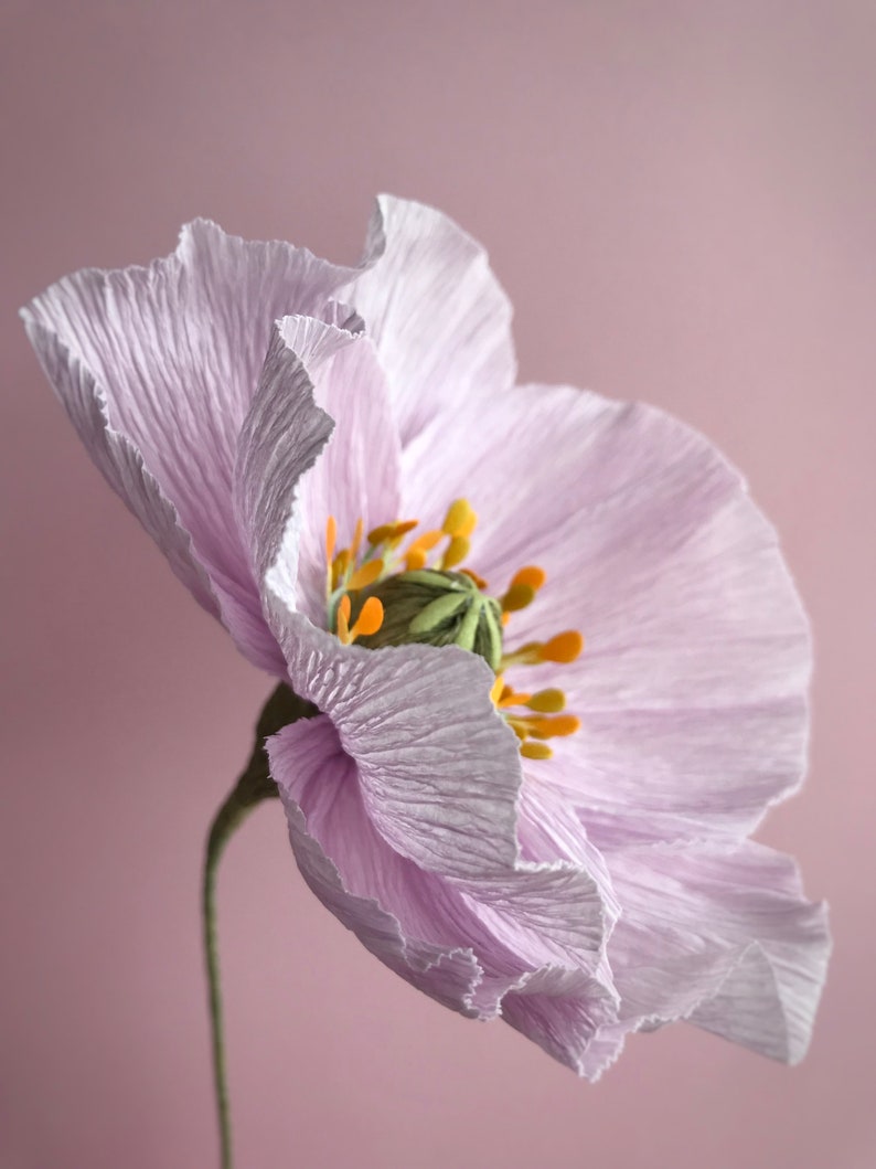 Paper poppies, Crepe paper flowers, Bridal bouquet, Weiding bouquet, Fake poppies, Paper flowers Light lilac