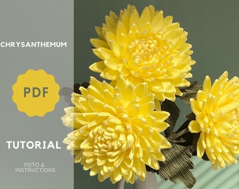 Crepe paper chrysanthemum PDF tutorial, Easy flower tutorial, DIY paper flowers, Crafts from paper