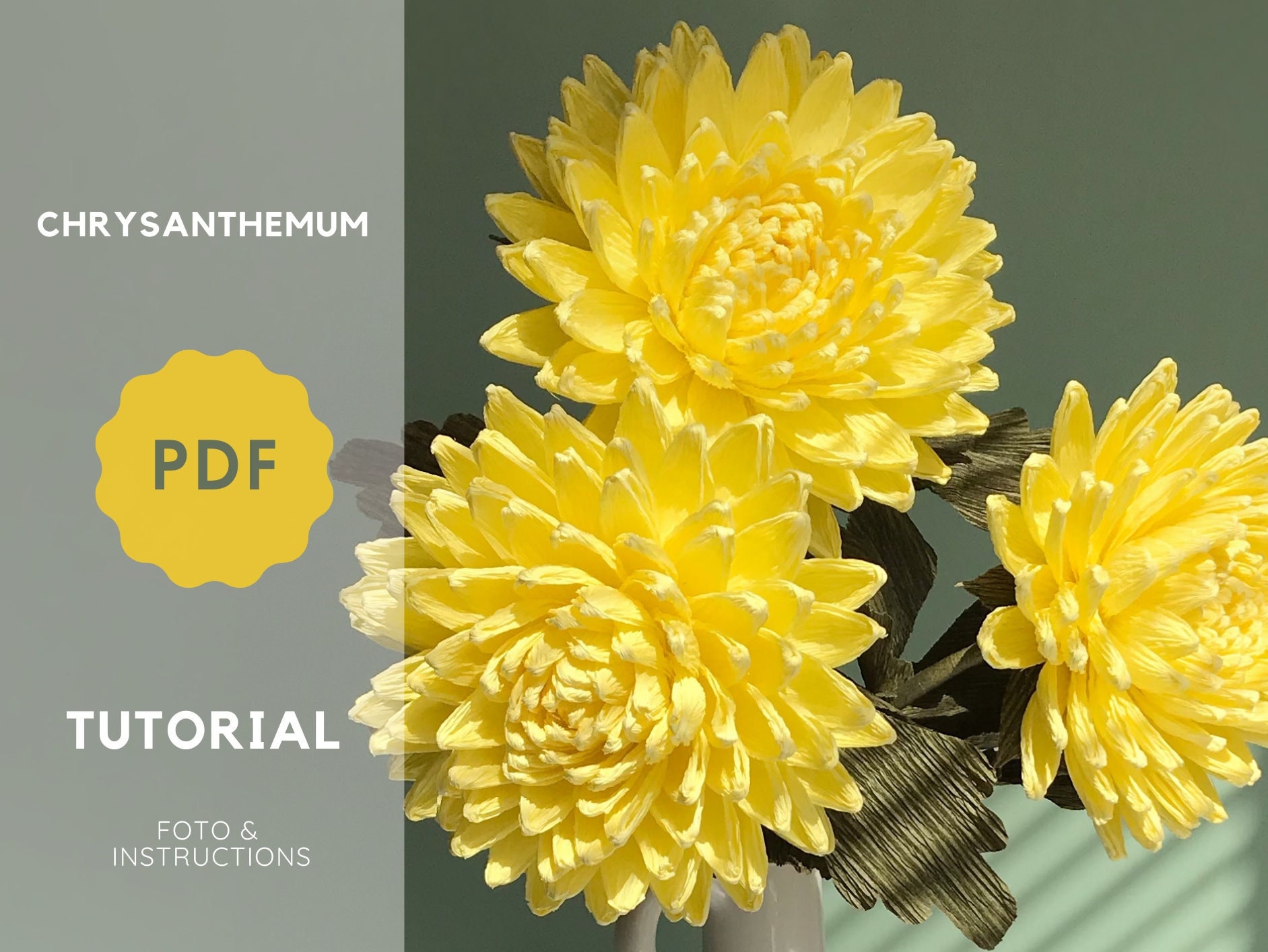Crepe Paper Chrysanthemum PDF Tutorial Easy Flower Tutorial Etsy