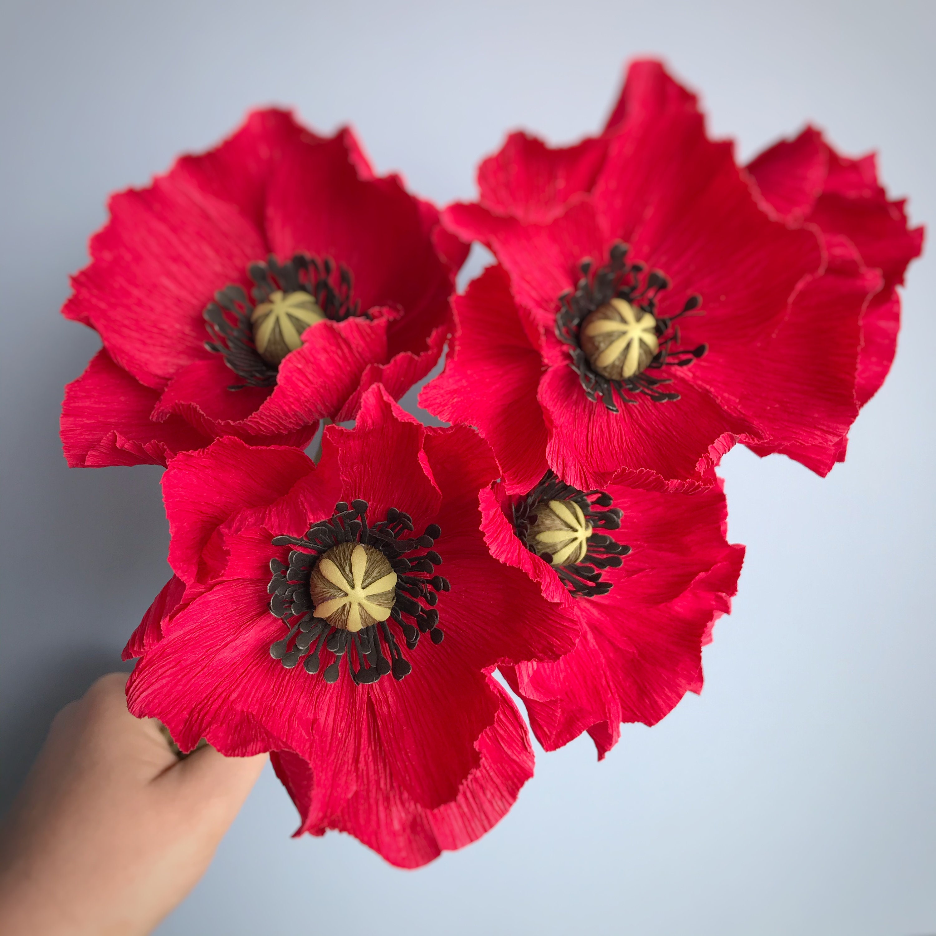 Crepe Paper Red Poppies Bouquet Crepe Paper Flowers Poppies Etsy