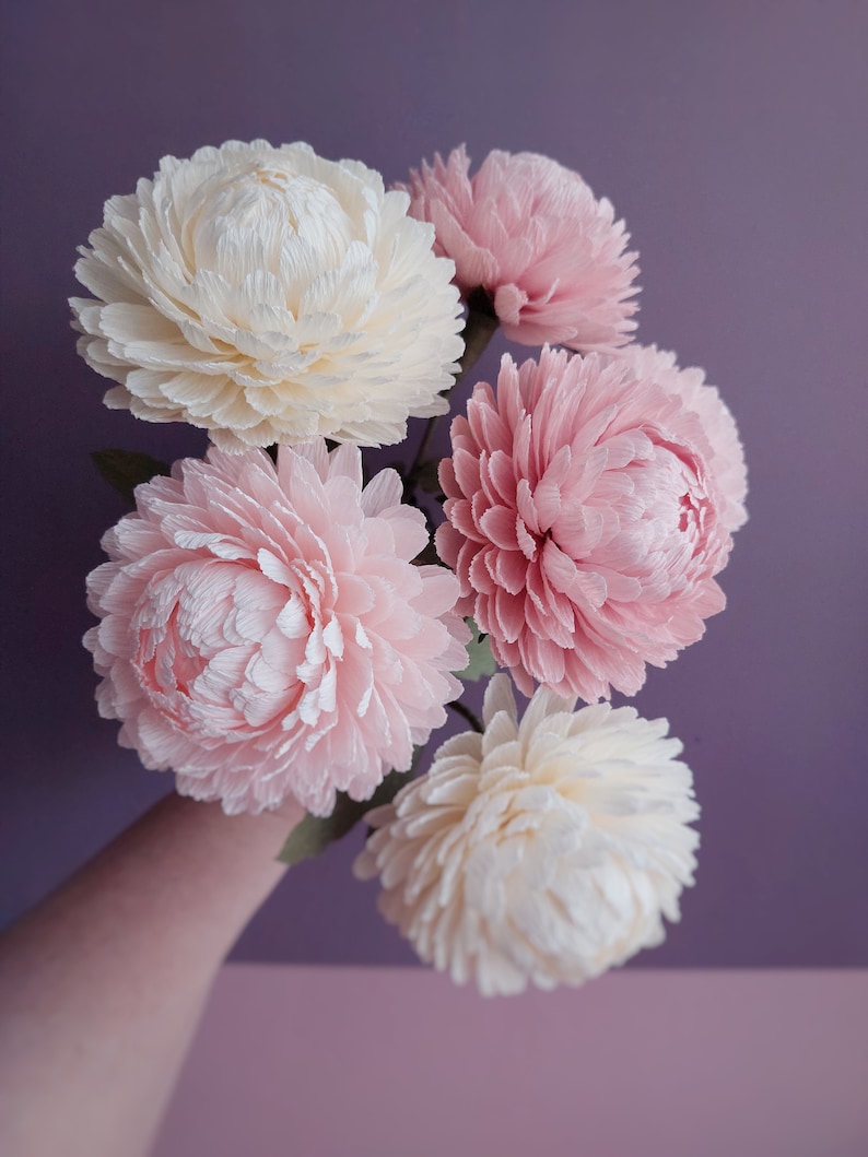 Crepe paper chrysanthemum,PDF flower tutorial, Digital template, Crepe paper flowers, Easy tutorial flower, Printable template, Mum flower image 7