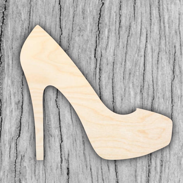 Wooden Heels Cut Out Shape - Laser Cut Wooden Shape High Heel Shoes for DIY Crafts - Custom Wood Cut Outs Project Ready Made from Birch Wood