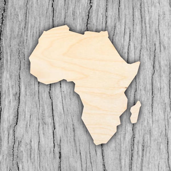 Africa Wooden Cut Out Shape Laser Cut Wood Shape of Africa DIY Crafts Custom Wood Cut Outs Project Ready Made from Birch Wood