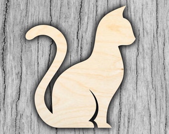 Wooden Cat Out Shape Laser Cut Wooden Shape Wooden Cat Gato Animal DIY Crafts Custom Wood Cut Outs Project Ready from Birch Wood