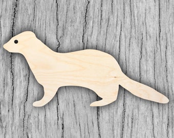 Wooden Ferret Cut Out Shape Laser Cut Wood Shape Ferret Animal DIY Crafts Custom Wood Cut Outs Project Ready Birch Wood