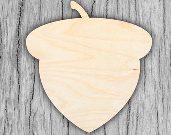 Wood Acorn Cut Out Shape - Laser Cut Wooden Shaped Acorn for DIY Crafts - Custom Wood Cut Outs Project Ready Made from Birch Wood