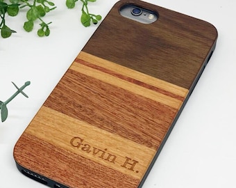 Your Name Engraved into a REAL wooden custom phone case! Perfect gift for Fathers Day or Christmas! iPhone 6, 7, 8, 6s, SE 2020, 12, 12 Pro
