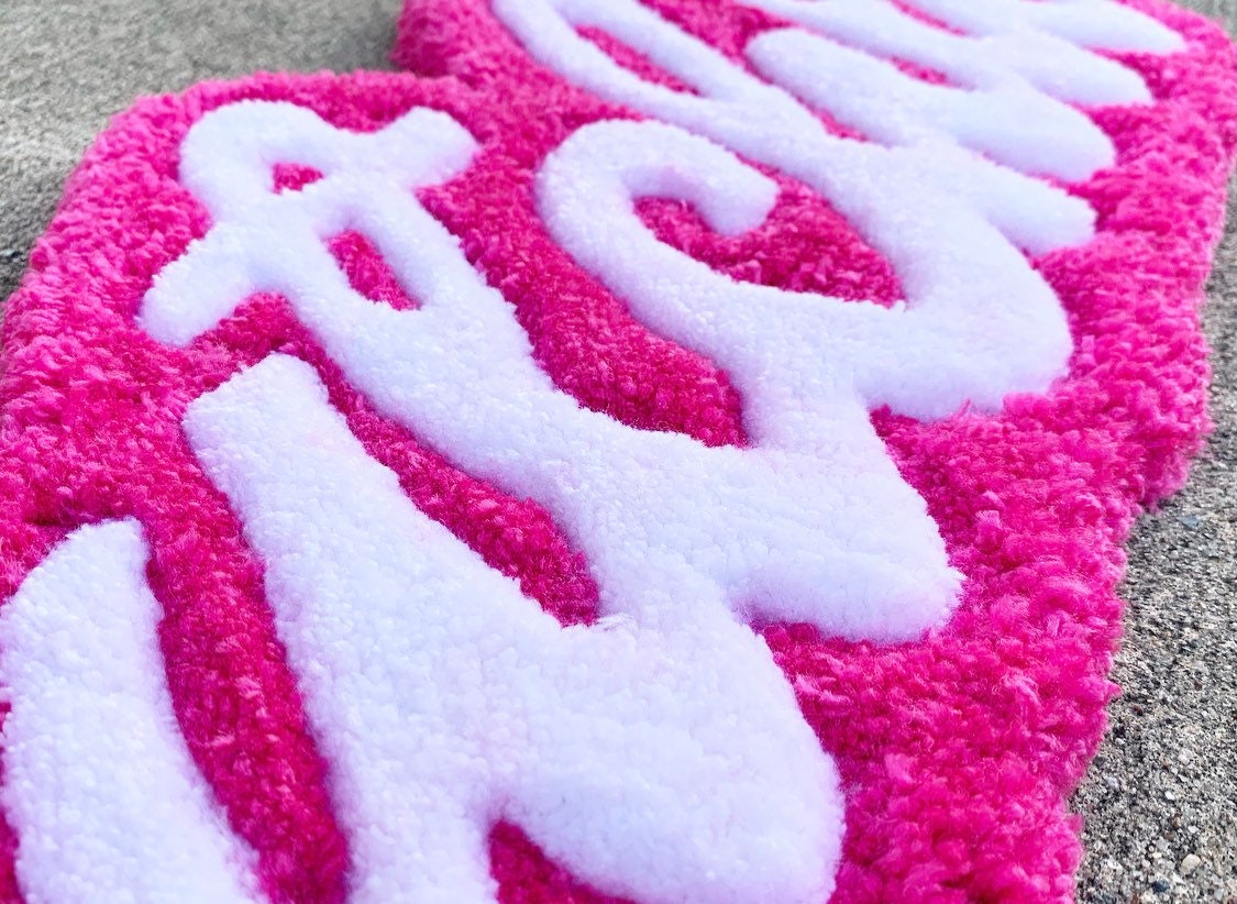 32 CUSTOM NAME RUG Pink Doll Style Custom Name Rug for Etsy