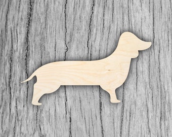 Wooden Dachshund Cut Out Shape Laser Cut Wood Shape of Dachshund Wiener Dog DIY Crafts Custom Wood Cut Outs Project Ready Made Birch Wood