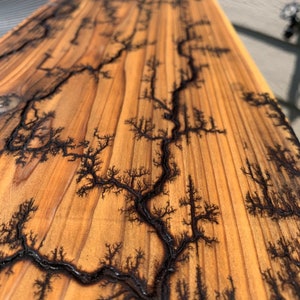 Custom sized fractal burned cedar wood boards for shelves, furniture, DIY projects - Lichtenberg fractal burned electrocuted wood for decor