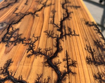 Custom sized fractal burned cedar wood boards for shelves, furniture, DIY projects - Lichtenberg fractal burned electrocuted wood for decor