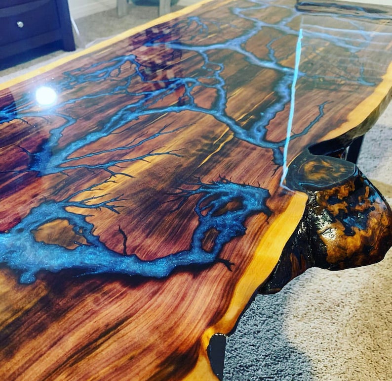 Custom Fractal Burned Coffee Tables / Lichtenberg Fractal Etsy