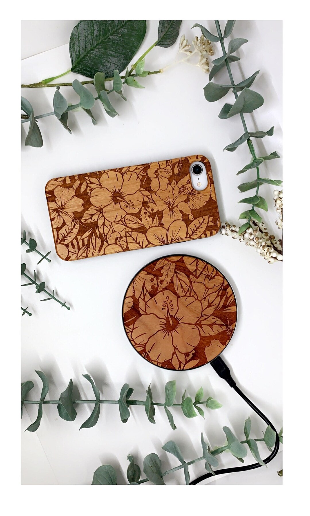 Wooden Engraved Wireless Charger and Phone Case Hawaiian Etsy