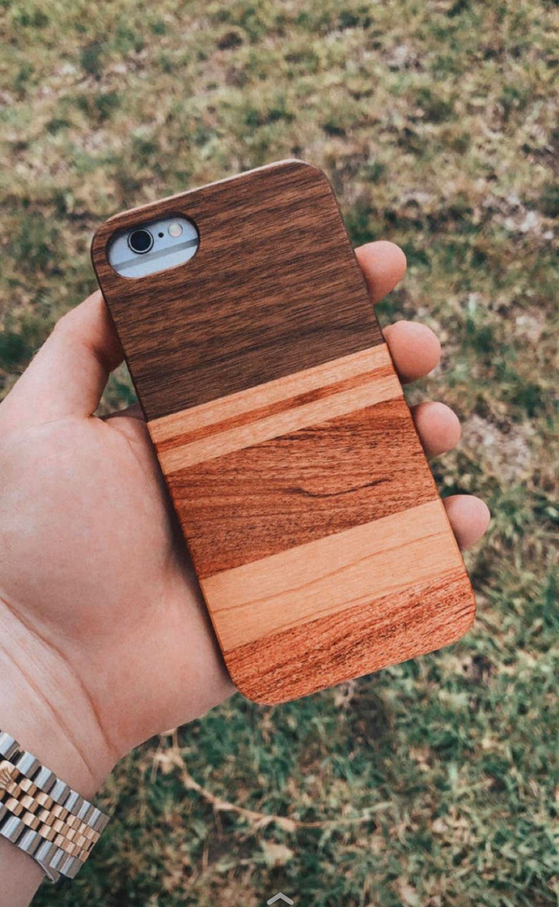 Ships today Wooden Phone Case REAL solid wood iPhone 6s, 6, 7, 8, 6S, 6, 7 8, x, xr, xs max, 11 pro max, iPhone 12 Pro afbeelding 3